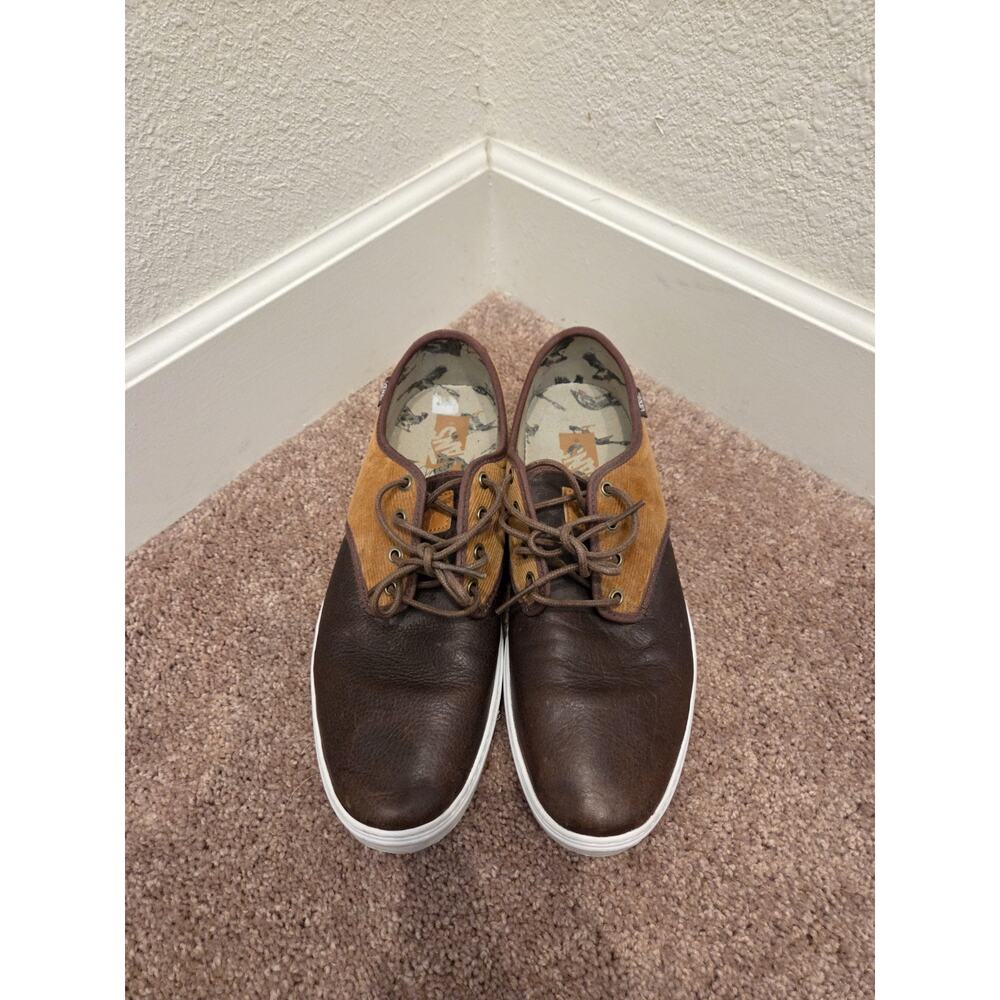 Vans Off The Wall Corduroy Leather Brown Lace Up Low Top Shoes, Men's Size 12 - Picture 5 of 9